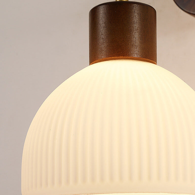 Walnut Striped Glass Dome Wall Lamp