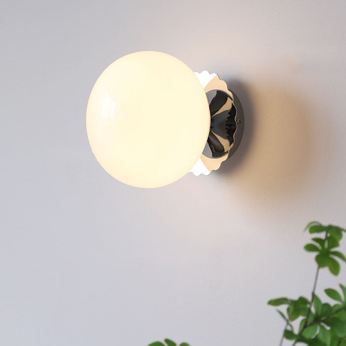 Iron Glass Round Head Wall Lamp