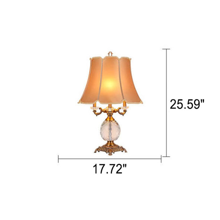 Fabric Candle Crystal 3/4 3-Light Table Lamp