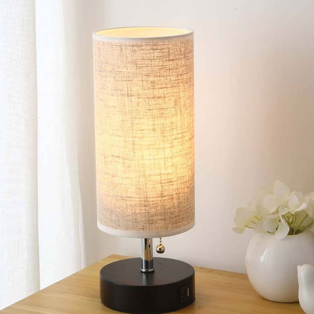 Column Hollow Iron Fabric Table Lamp