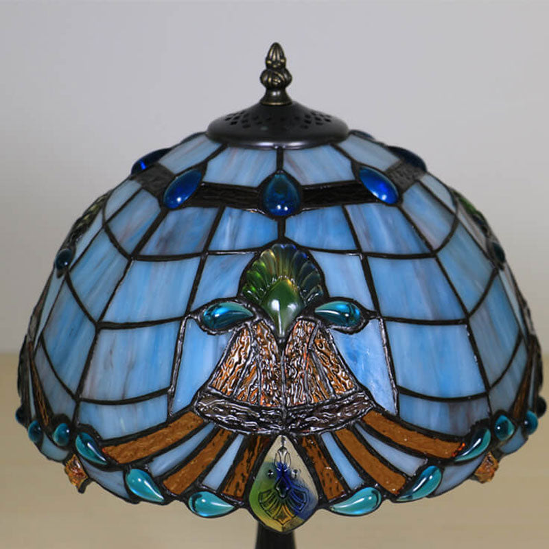Curved Lucite Beads Stained Table Lamp