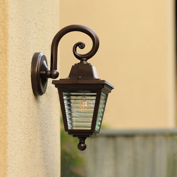 Striped Glass Square Cage Outdoor Light