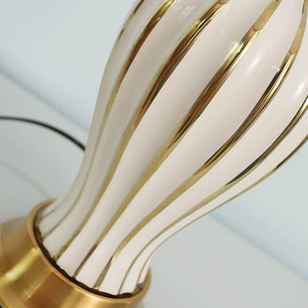 Fabric Dome Oval Ceramic Table Lamp