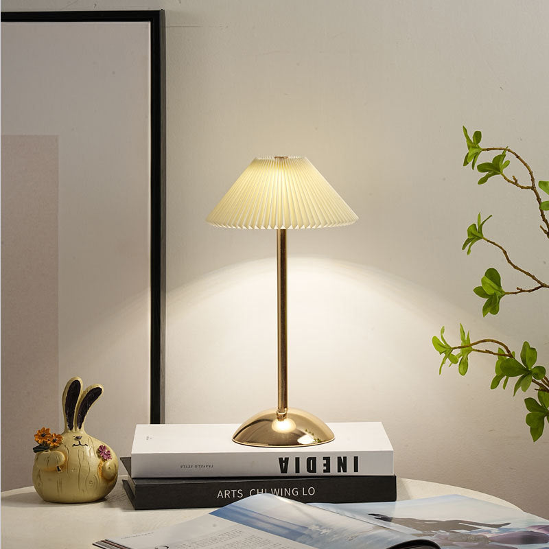 Rechargeable Iron Fabric Conic Table Lamp