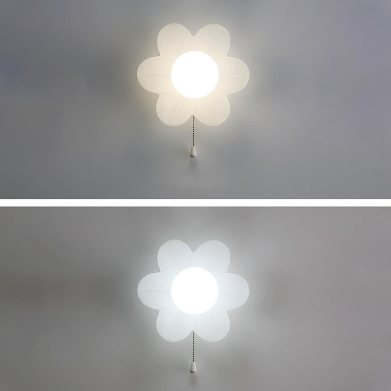 Cream Flower Resin Bedroom Wall Lamp