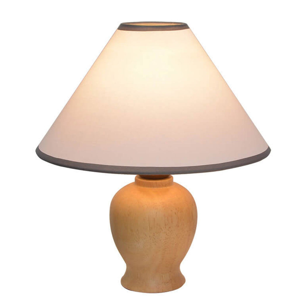 Cone Fabric Solid Wood Table Lamp