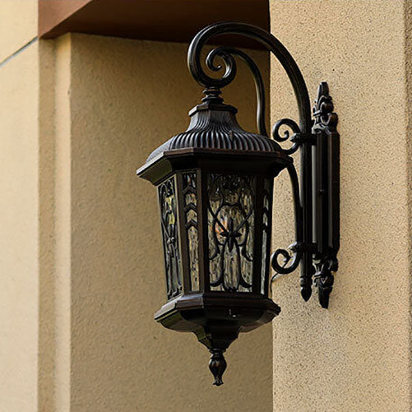 Carved Cage Aluminum Glass Outdoor Light