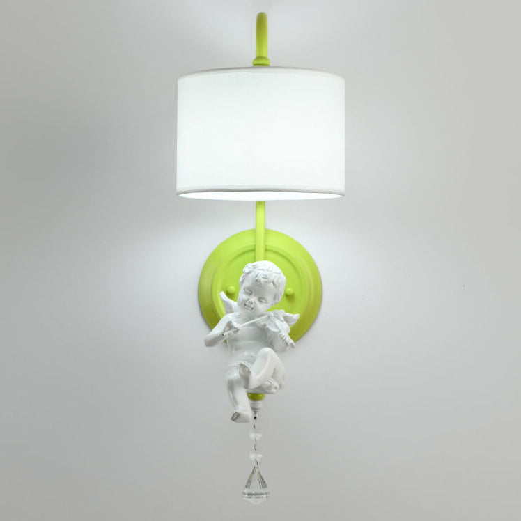 Cream Angel Iron Crystal Wall Lamp