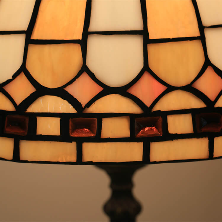 Yellow Plaid Stained Glass Table Lamp