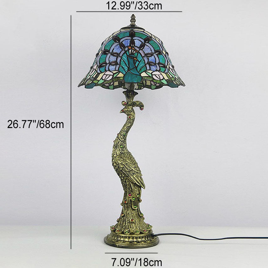 Peacock Gem Dome Glass Table Lamp