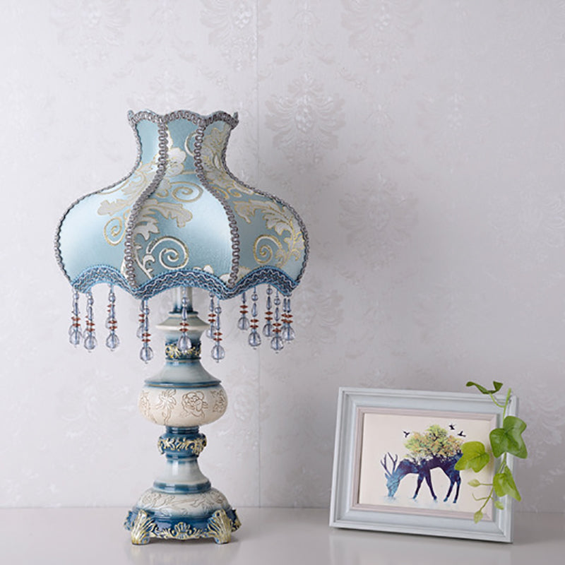 Carved Vase Fabric Resin Table Lamp