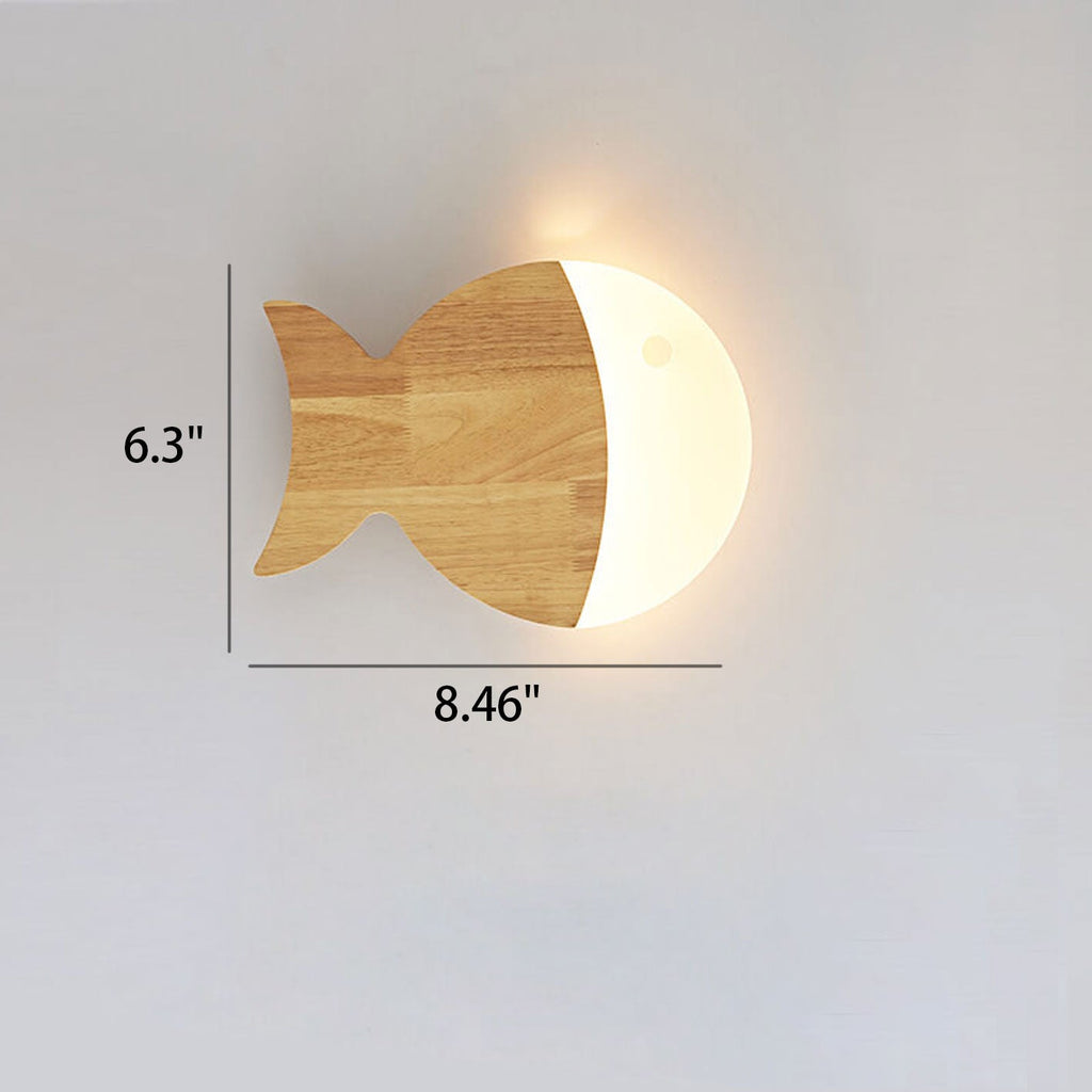 Oak Acrylic Fish Wall Lamp