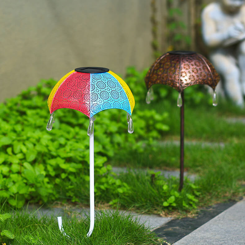 Iron Colorful Umbrella Hollow Outdoor Light