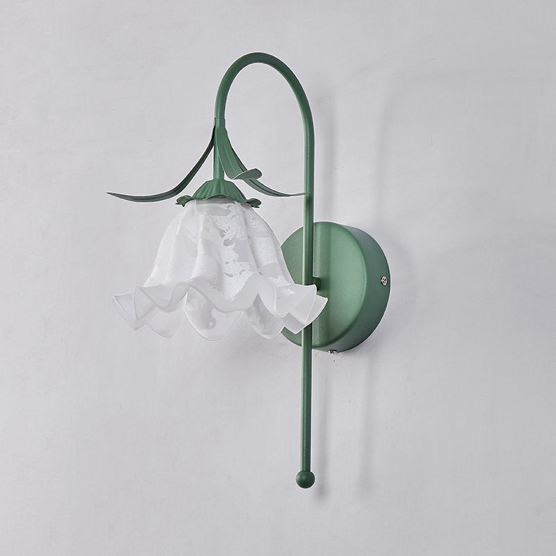 Floral Pumpkin Cream Glass Wall Lamp