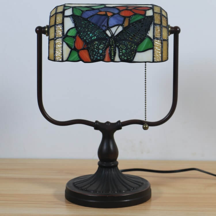 Floral Butterfly Stained Glass Table Lamp
