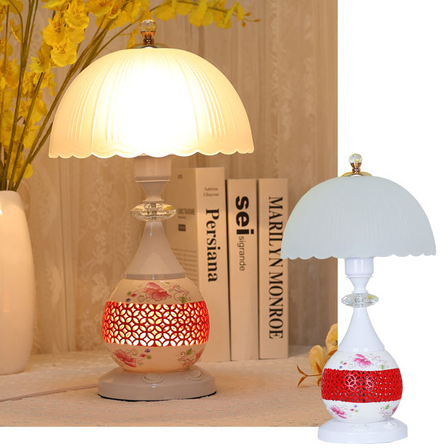 Flower Umbrella Glass Ceramic Table Lamp