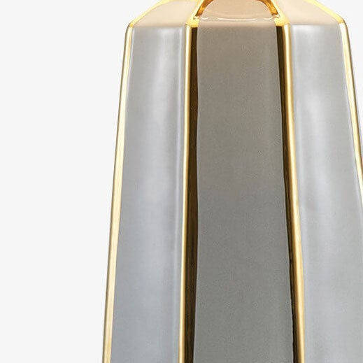 Gray Ceramic Linen Table Lamp