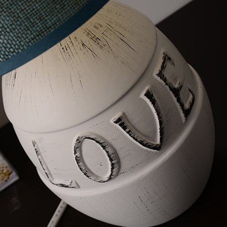Round Ceramic Fabric Bedroom Table Lamp