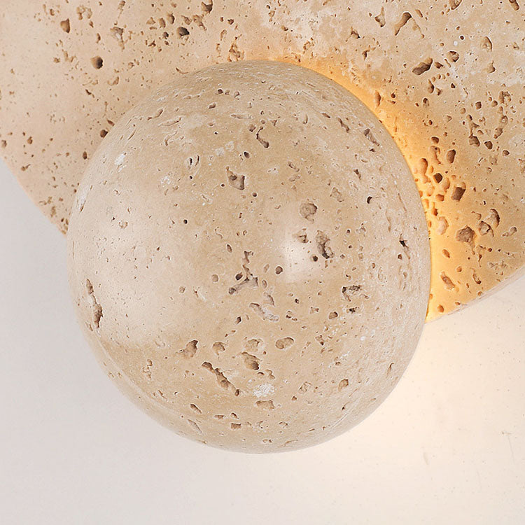 Round Yellow Travertine Bedroom Wall Lamp