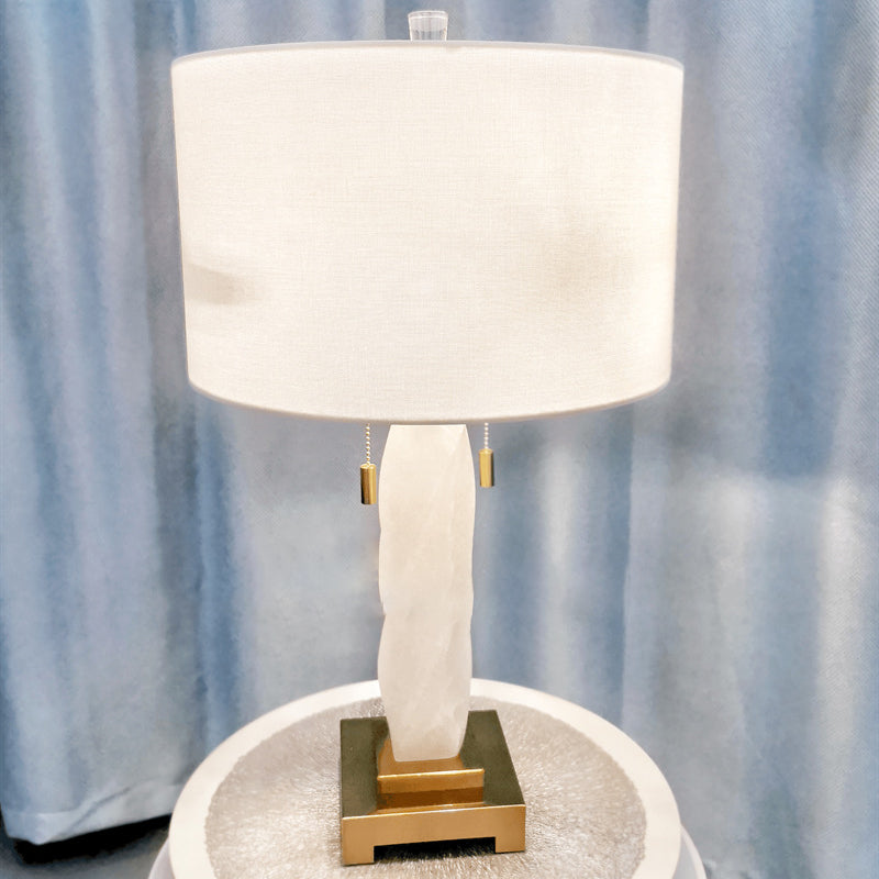 Cylinder Round Metal Marble Table Lamp