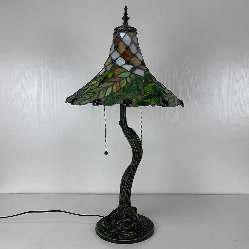 Alloy Glass Horn Flower 2-Light Table Lamp