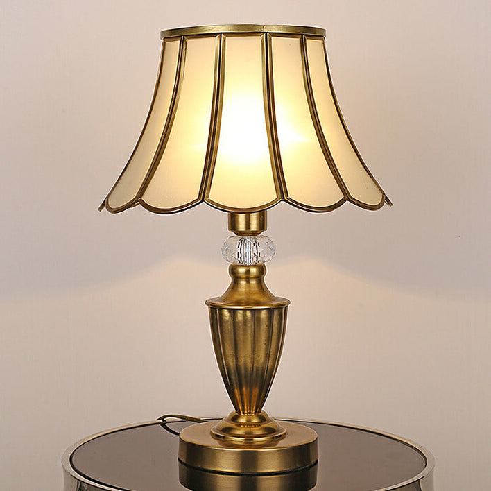 Glass Copper Bedroom Table Lamp