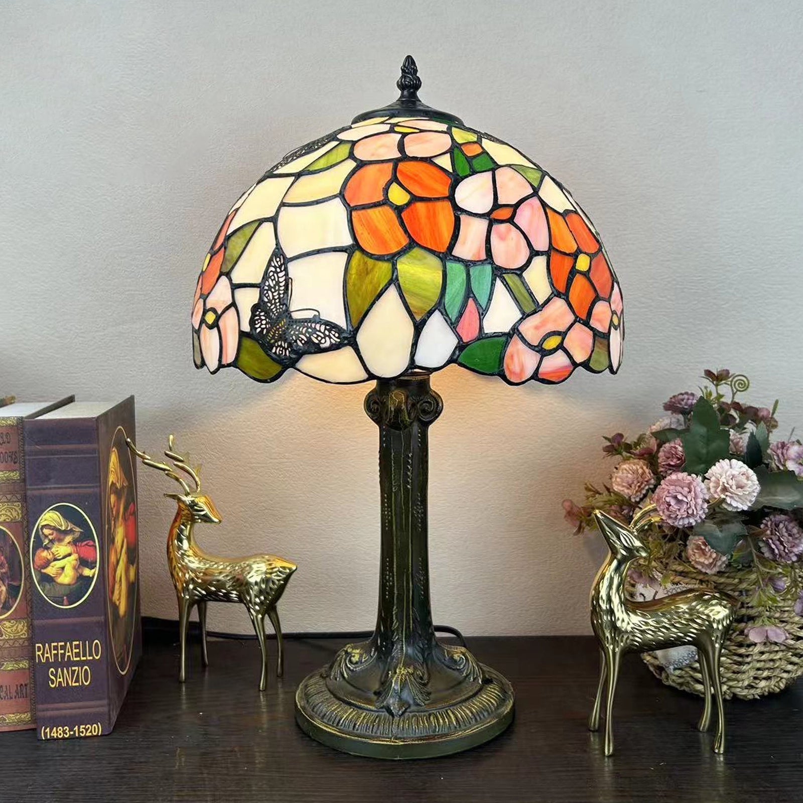 Metal Hardware Glass Semicircular Table Lamp