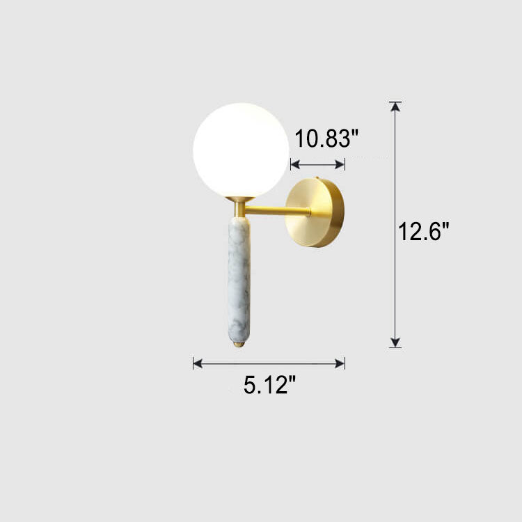 Ball Marble Straight Arm Wall Lamp