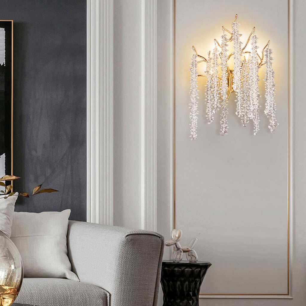 Tree Branch Crystal 3-Light Wall Lamp