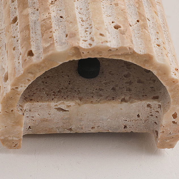 Striped Beige Travertine Semicircle Wall Lamp