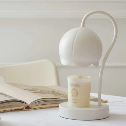 Iron Glass Wood Flower Table Lamp