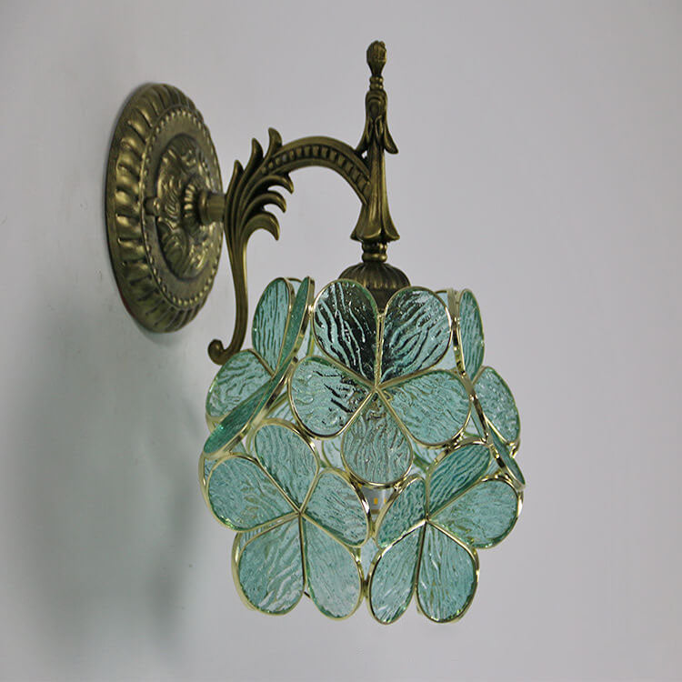 Flower Shaped Glass Metal Wall Lamp
