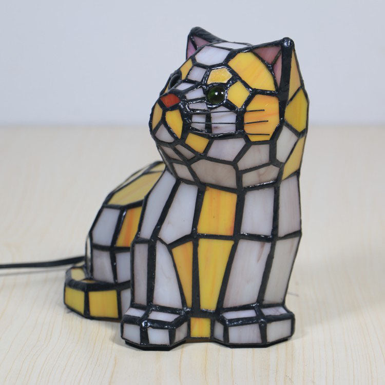 Stained Glass Cat Bedroom Table Lamp