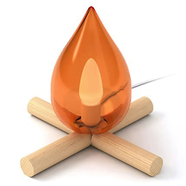 Fire Wood Glass Living Table Lamp