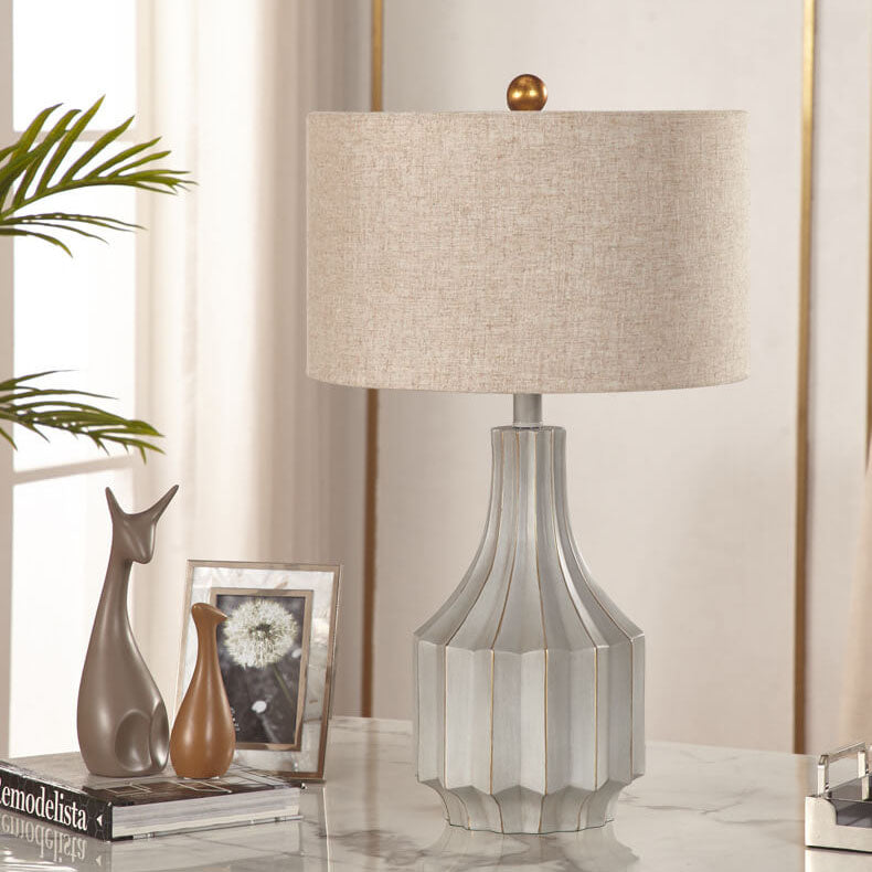 Solid Color Resin Fabric Table Lamp