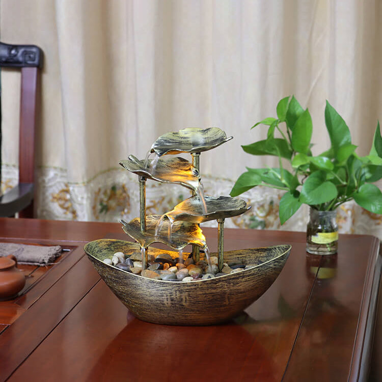 Lotus Leaf Yuanbao Flowing Table Lamp