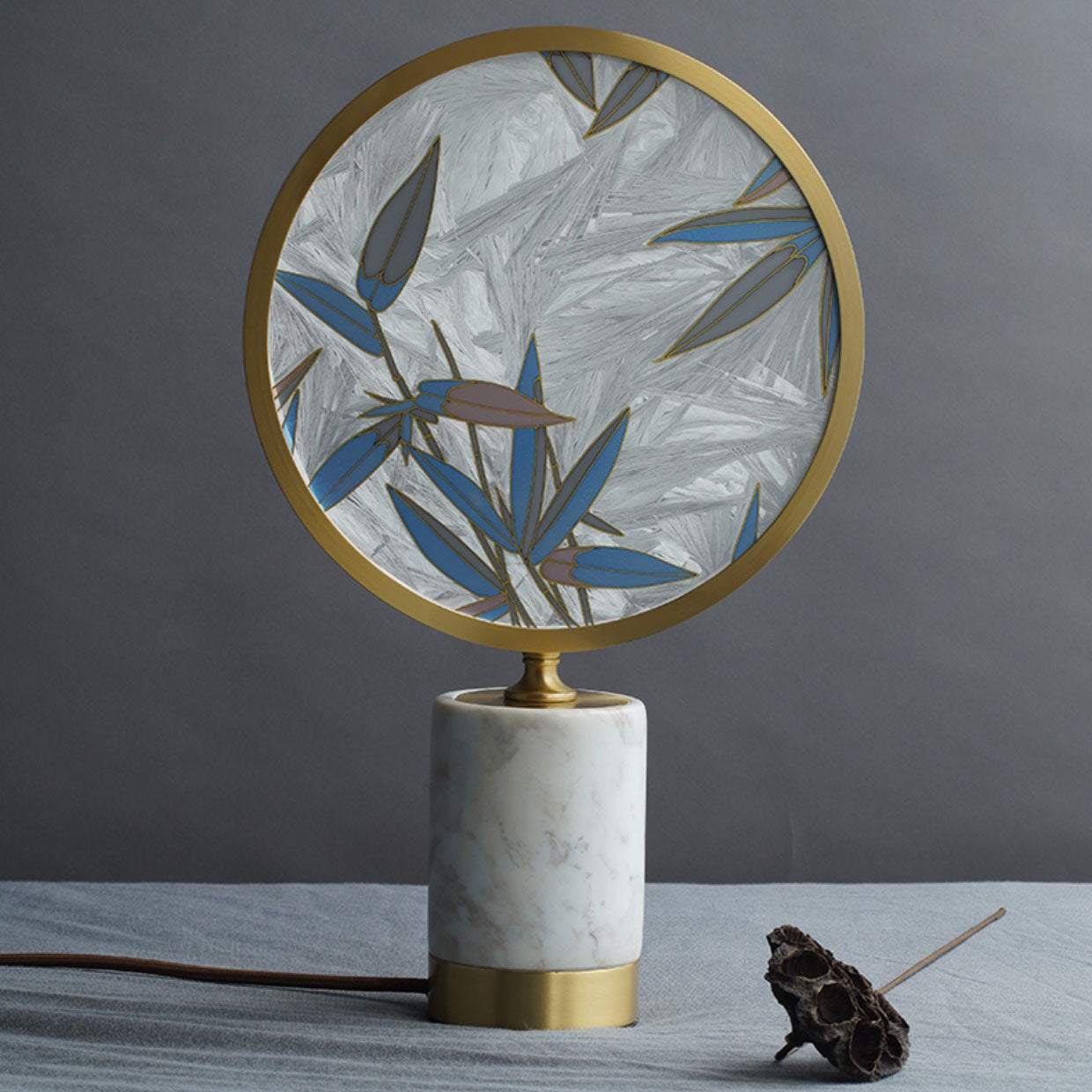 Hand Painted Enamel Round Table Lamp