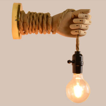 Hand Shape Arm Hemp Wall Lamp