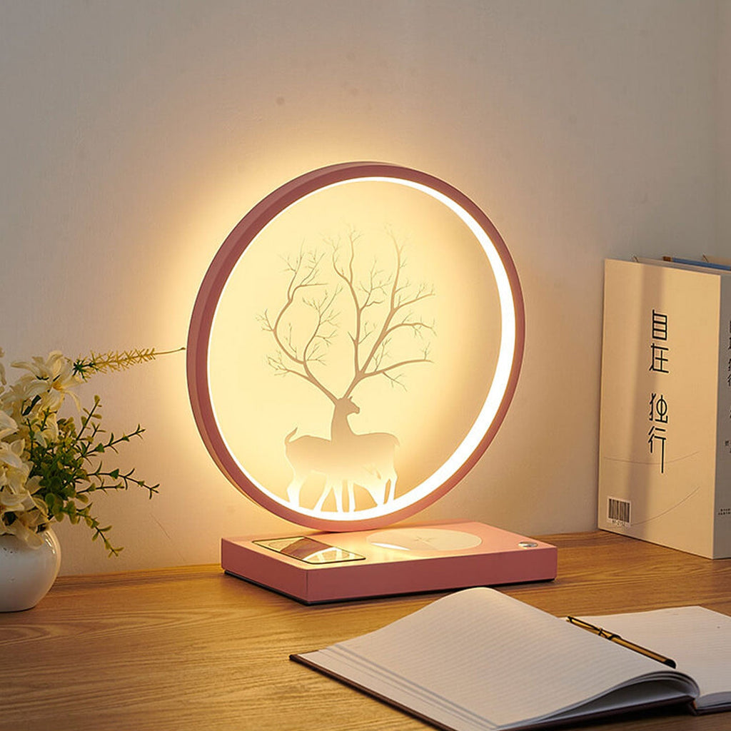 Round Deer Design Wireless Table Lamp
