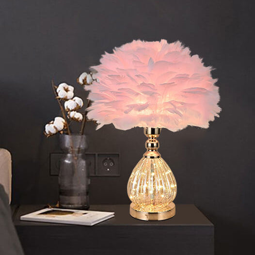 Wrought Iron Feather Vase Table Lamp