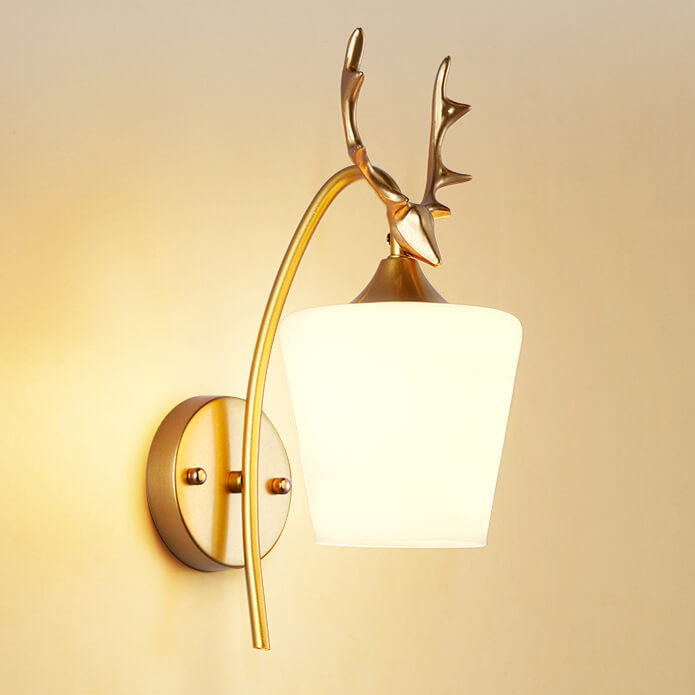 Antler Glass Cone Living Wall Lamp