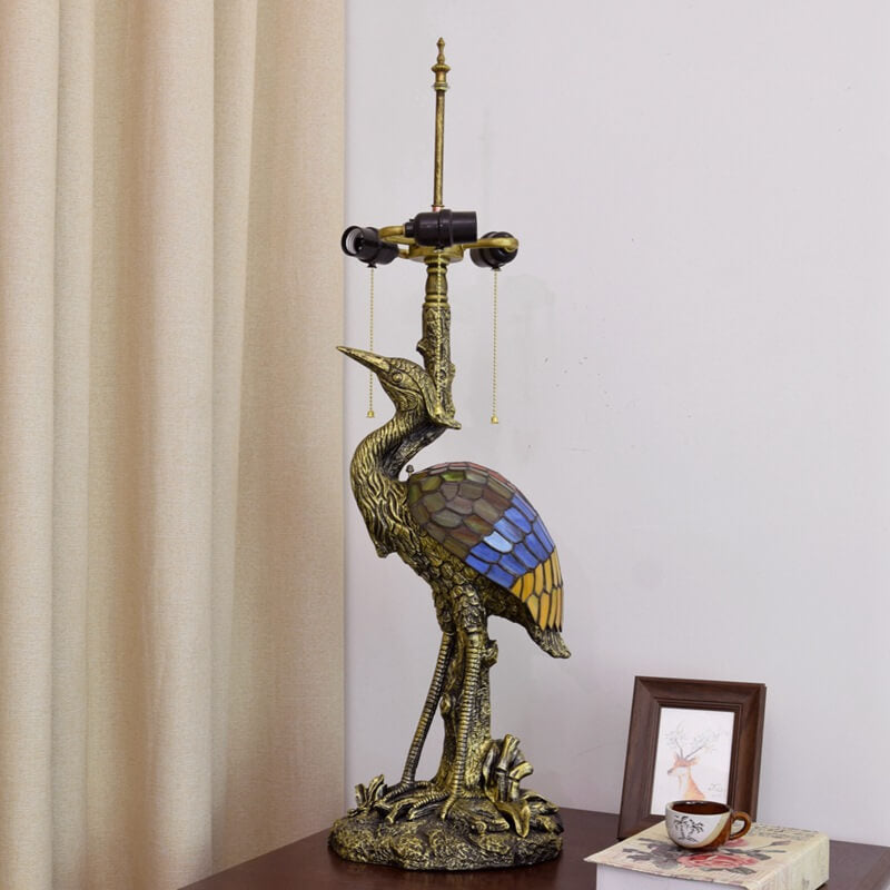 Crane Umbrella Resin Stained 3-Light Table Lamp
