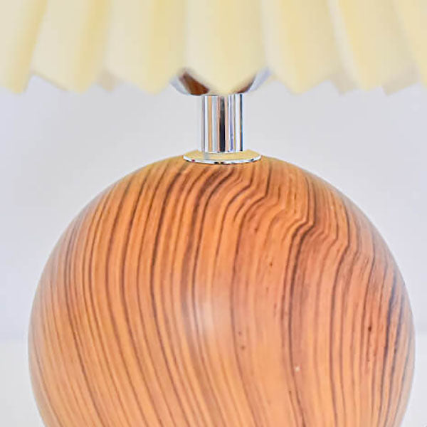 Pleated Wood Ball Table Lamp