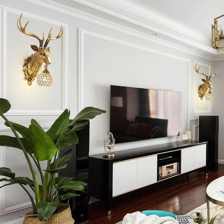Deer Head Resin Wall Lamp