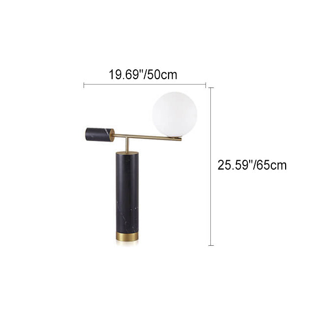 Marble Texture Cylindrical Glass Table Lamp