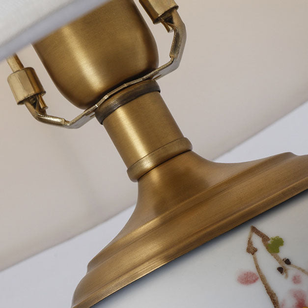 Plum Flower Embroidered Fabric Table Lamp