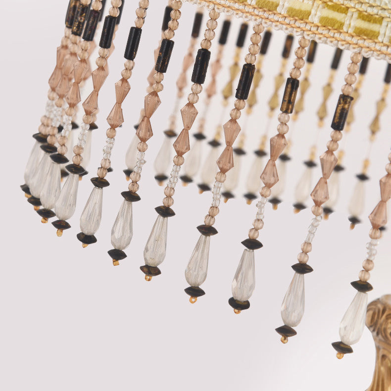 Fabric Round Brass Home Table Lamp