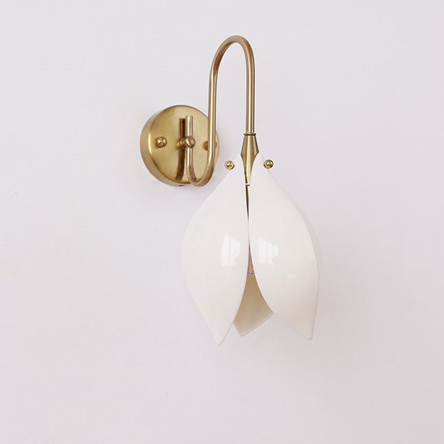 Ceramic Magnolia Flower Shape Wall Lamp