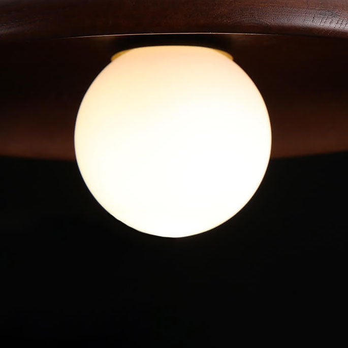Round Disc Solid Wood Wall Lamp