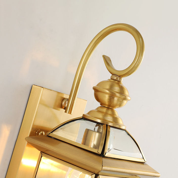 Copper Glass Square Lantern Outdoor Light